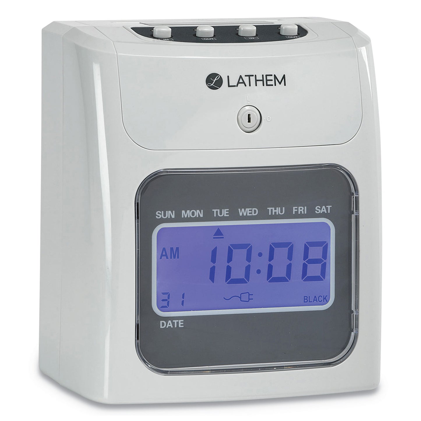 Lathem 400E Top-Feed Time Clock Bundle, Digital Display, White (400EKIT)