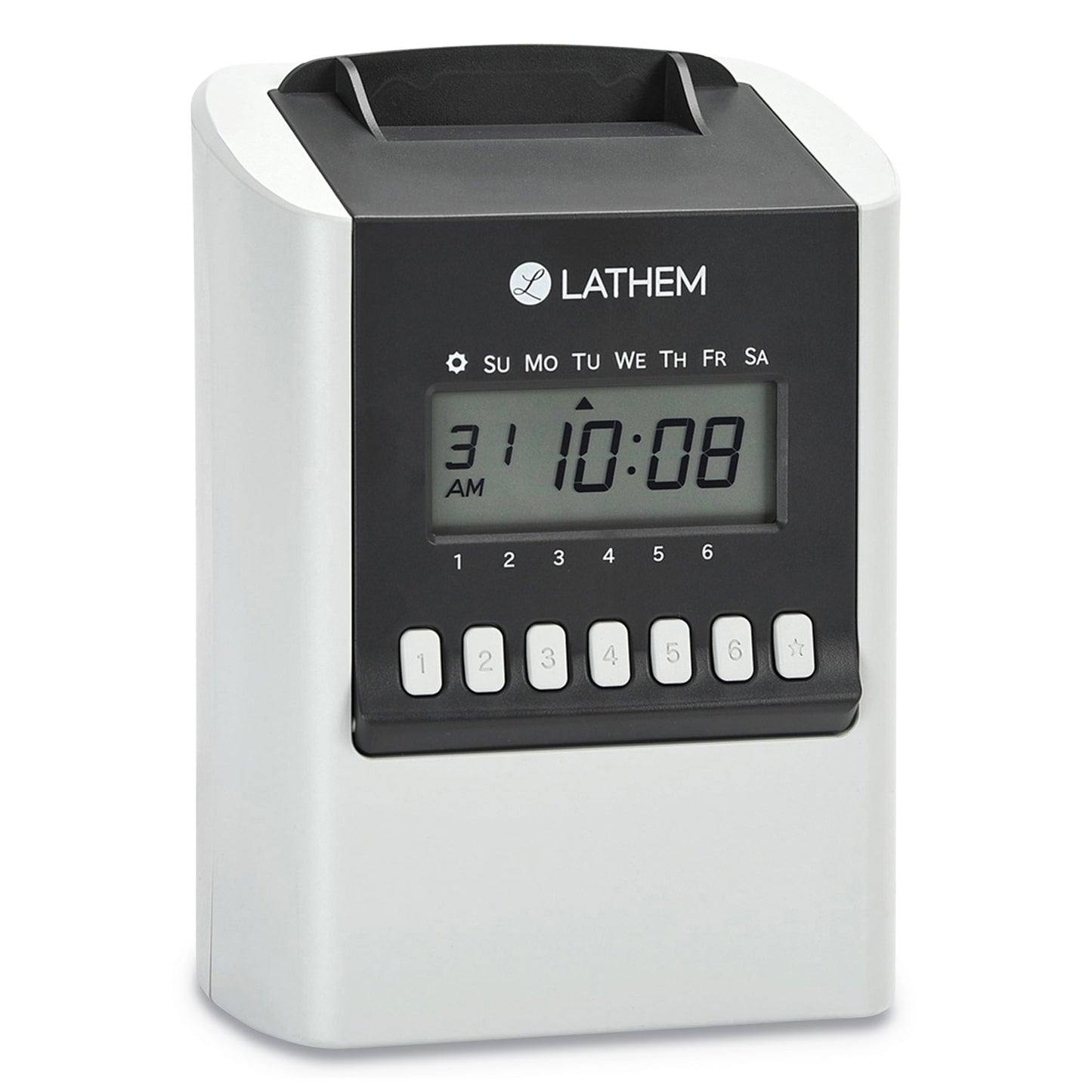 Lathem 700E Calculating Time Clock, Digital Display, White