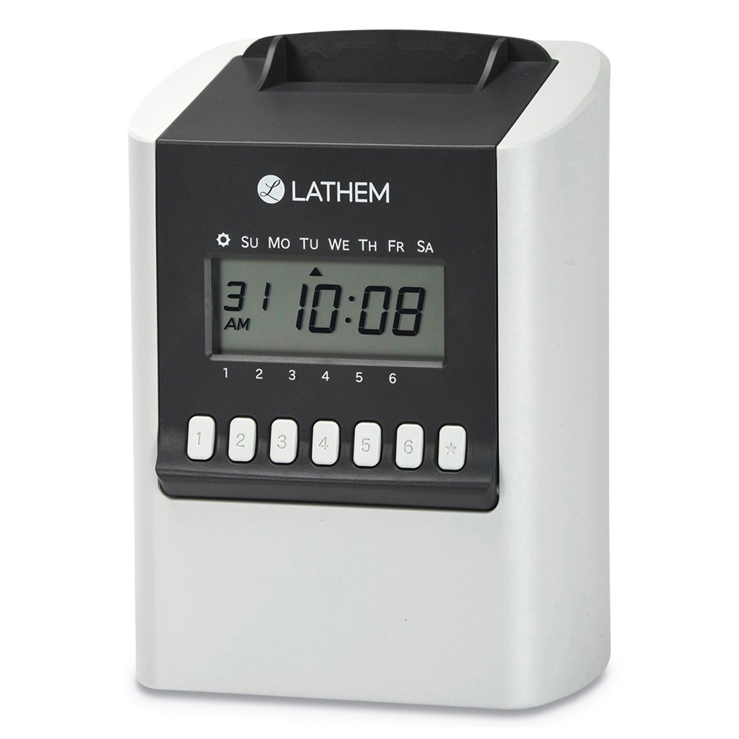 Lathem 700E Calculating Time Clock, Digital Display, White