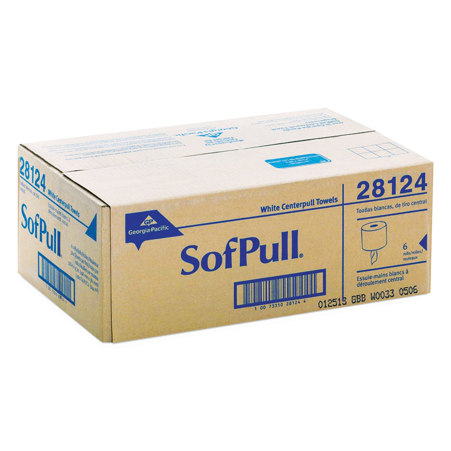 Georgia Pacific Professional SofPull Center-Pull Perforated Paper Towels, 1-Ply, 7.8 x 15, White, 320/Roll, 6 Rolls/Carton (28124)