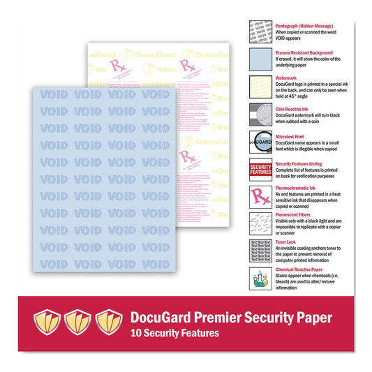 DocuGard Medical Security Papers, 24 lb Bond Weight, 8.5 x 11, Blue, 500/Ream (04543)