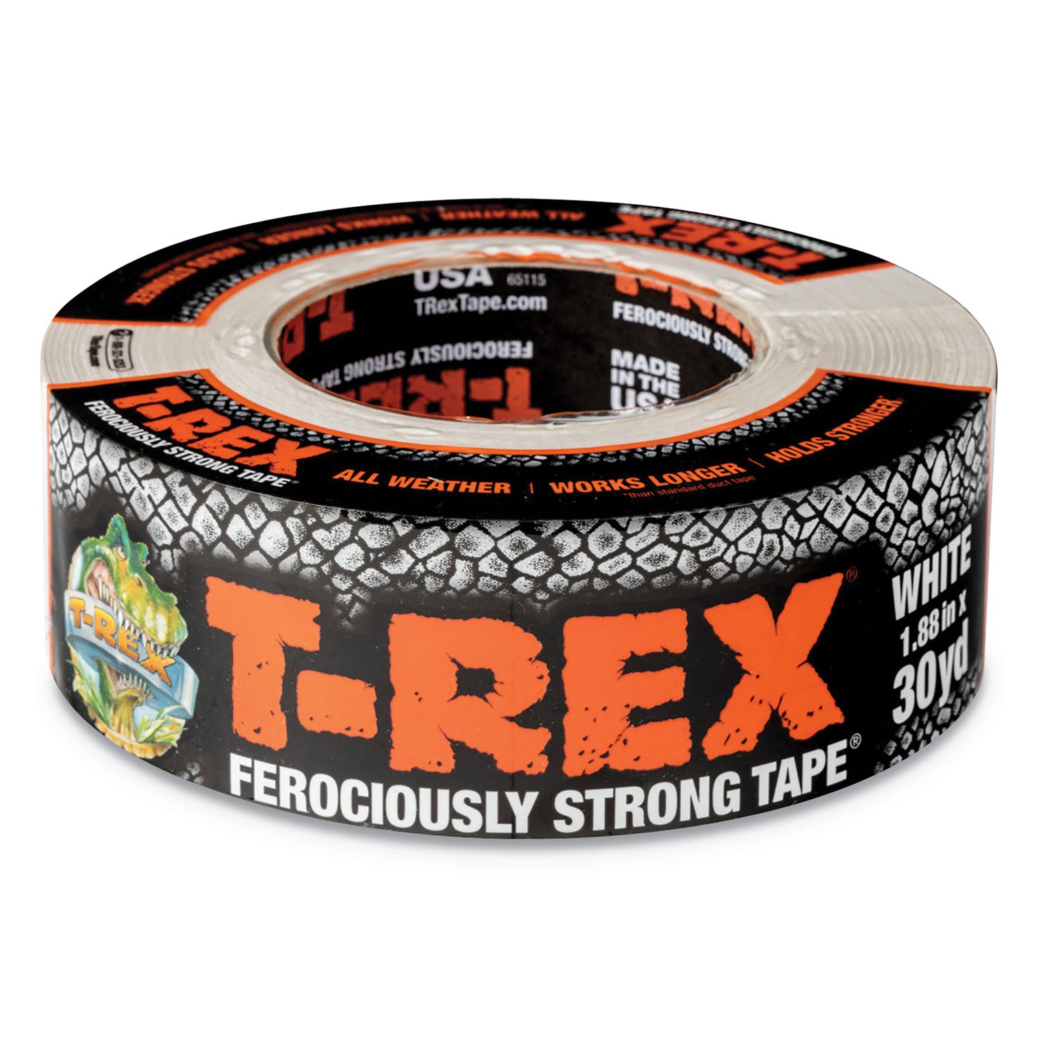 T-Rex Duct Tape, 3" Core, 1.88" x 30 yds, White (241534)