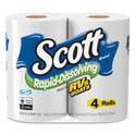 Scott Rapid-Dissolving Toilet Paper, Bath Tissue, Septic Safe, 1-Ply, White, 231 Sheets/Roll, 4/Rolls/Pack, 12 Packs/Carton (47617)