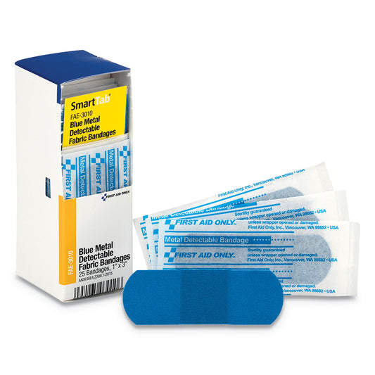 First Aid Only Refill for SmartCompliance General Cabinet, Blue Metal Detectable Bandages,1 x 3, 25/Box (FAE3010)