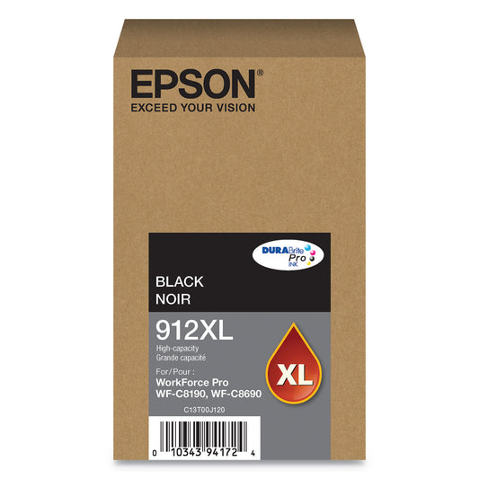 Epson T912XL120 (912XL) DURABrite Pro High-Yield Ink, 5800 Page-Yield, Black