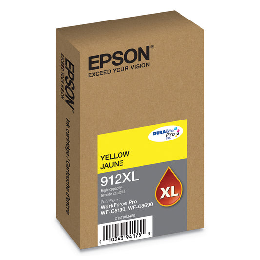 Epson T912XL420 (912XL) DURABrite Pro High-Yield Ink, 4600 Page-Yield, Yellow