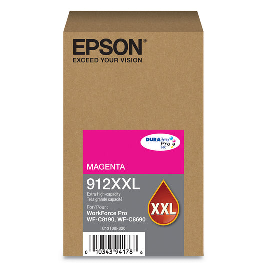 Epson T912XXL320 (912XXL) DURABrite Pro Extra High-Yield Ink, 8000 Page-Yield, Magenta