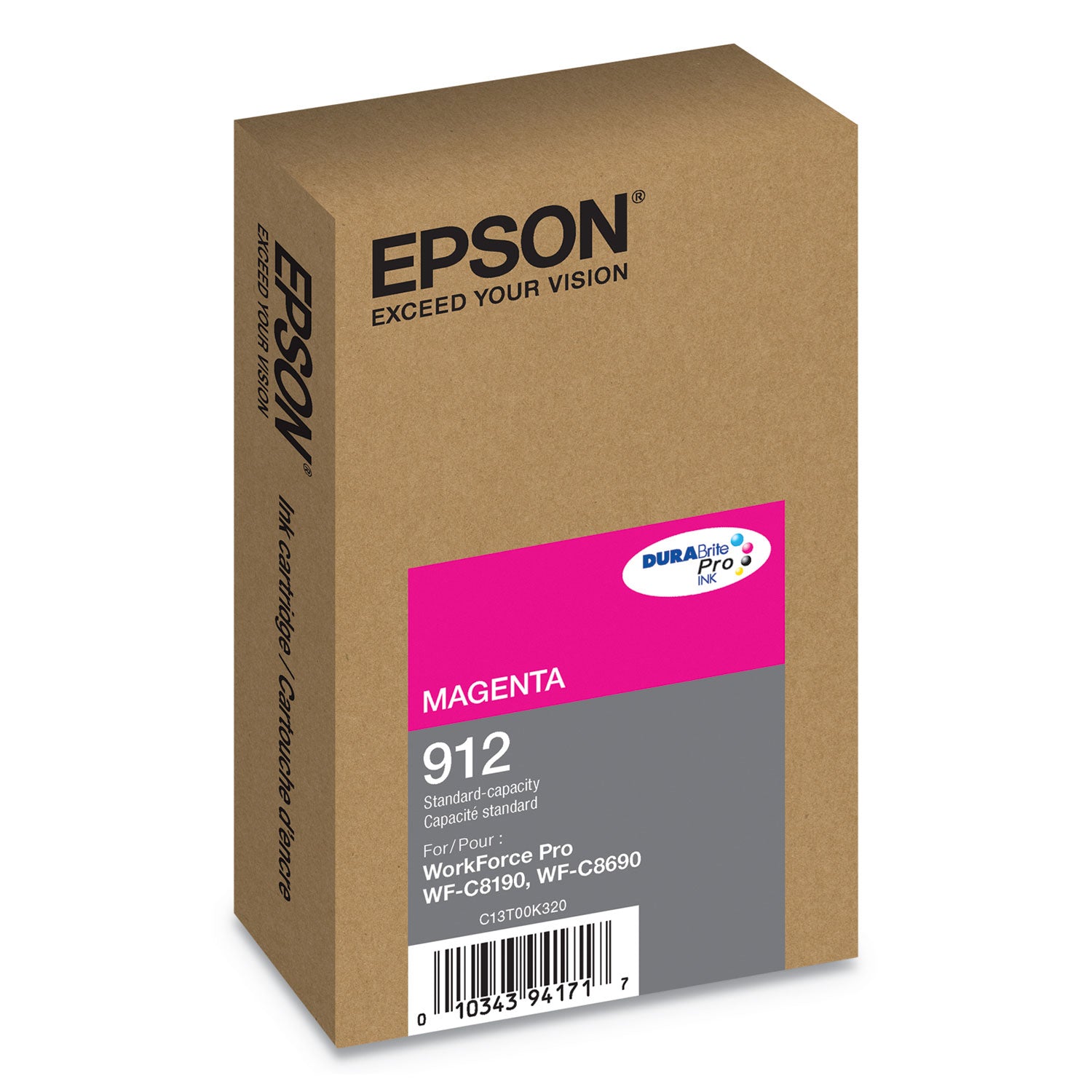 Epson T912320 (912) DURABrite Pro Ink, 1700 Page-Yield, Magenta
