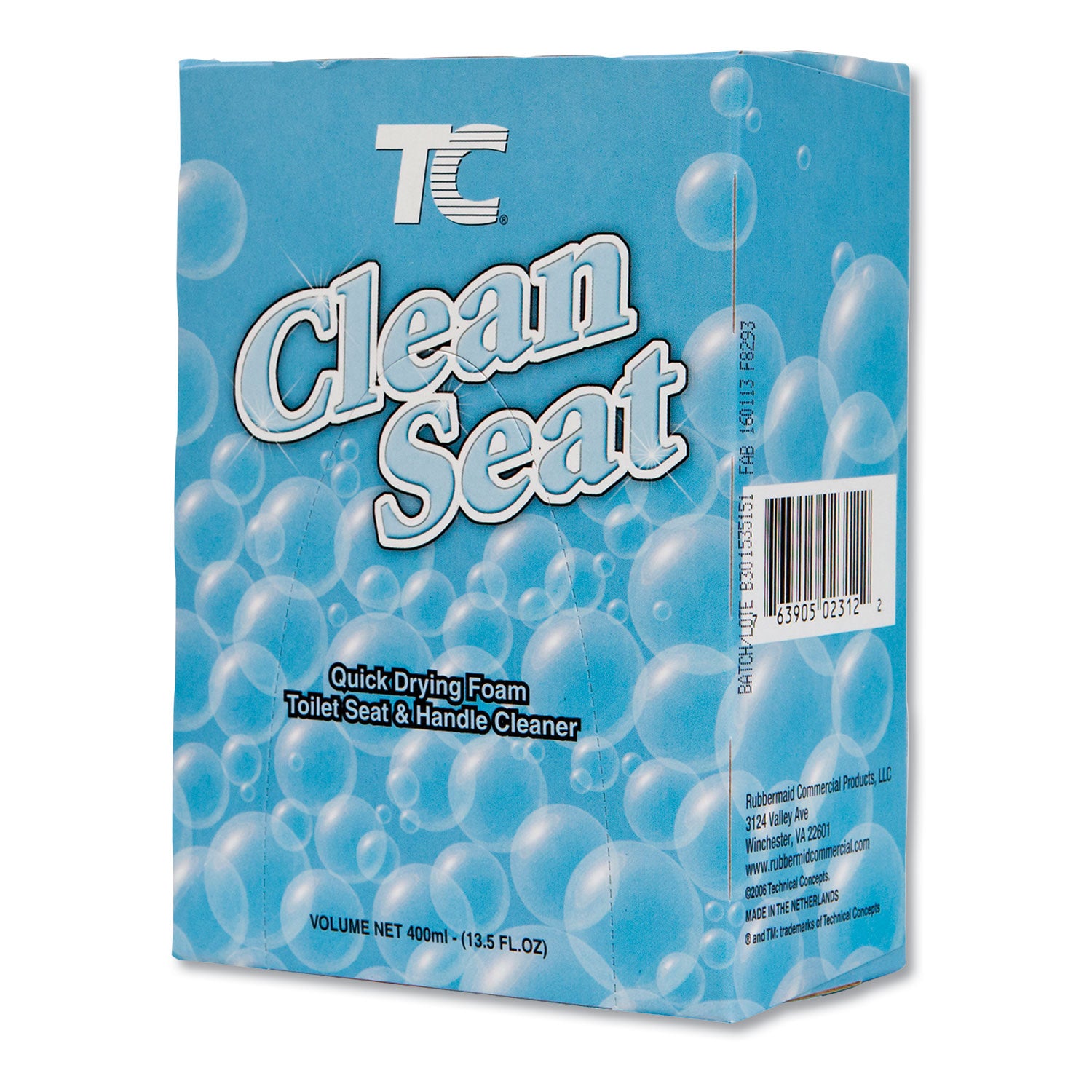 Rubbermaid Commercial TC Clean Seat Foaming Refill, Unscented, 400mL Box, 12/Carton (402312)