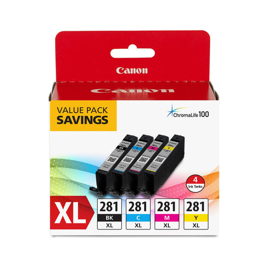 Canon 2037C005 (CLI-281XL) Ink, Black/Cyan/Magenta/Yellow