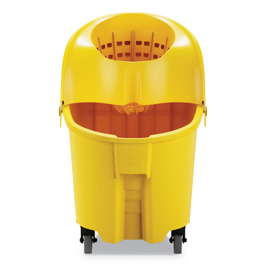 Rubbermaid Commercial WaveBrake Institution Bucket and Wringer Combos, Down-Press, 35 qt, Plastic, Yellow (FG759088YEL)