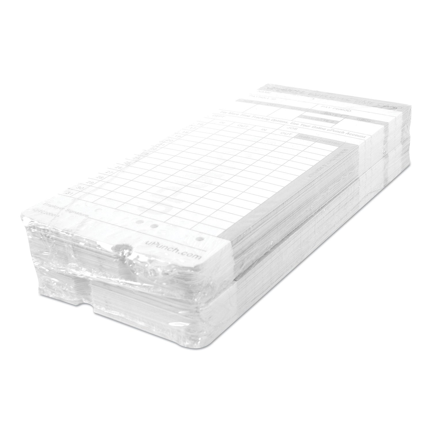 Time Clock Cards for uPunch HN2000/HN4000/HN4600, Two Sides, 7.5 x 3.5, 100/Pack (HNTCL2100)