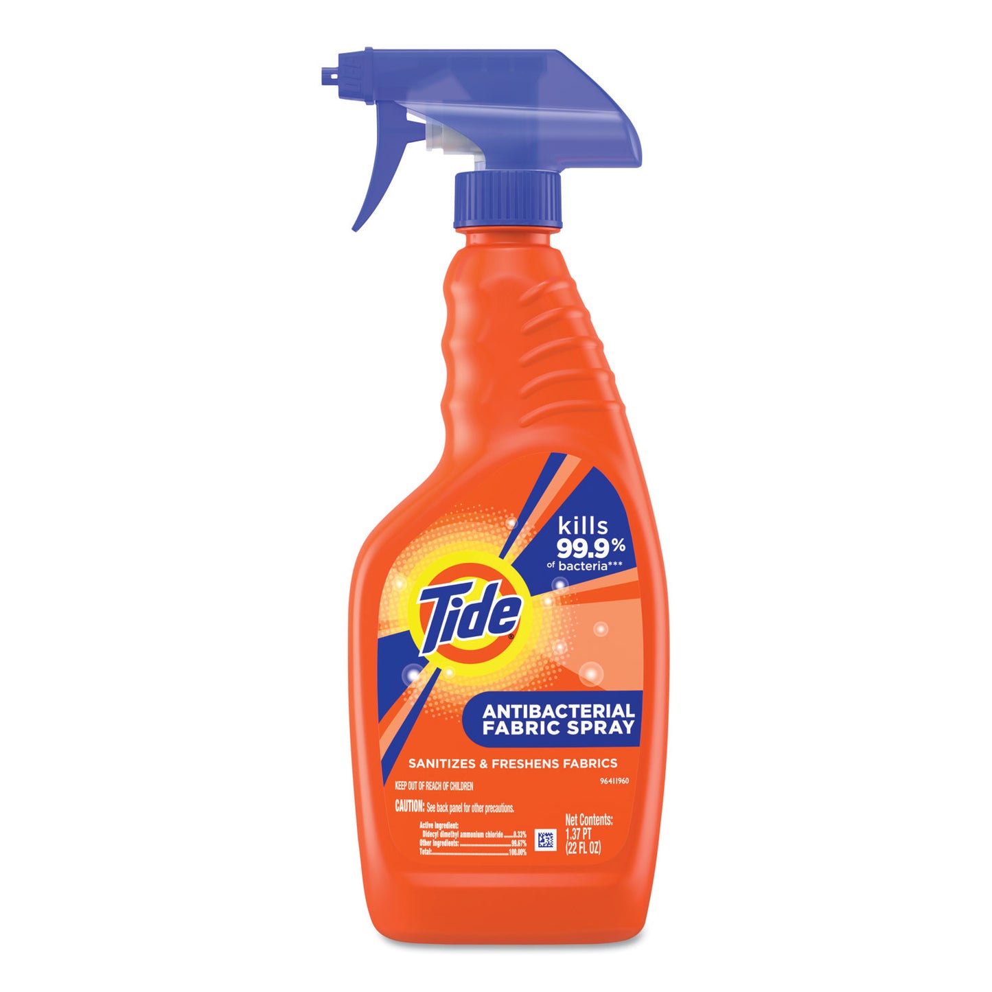 Tide Antibacterial Fabric Spray, Light Scent, 22 oz Spray Bottle, 6/Carton (76533)