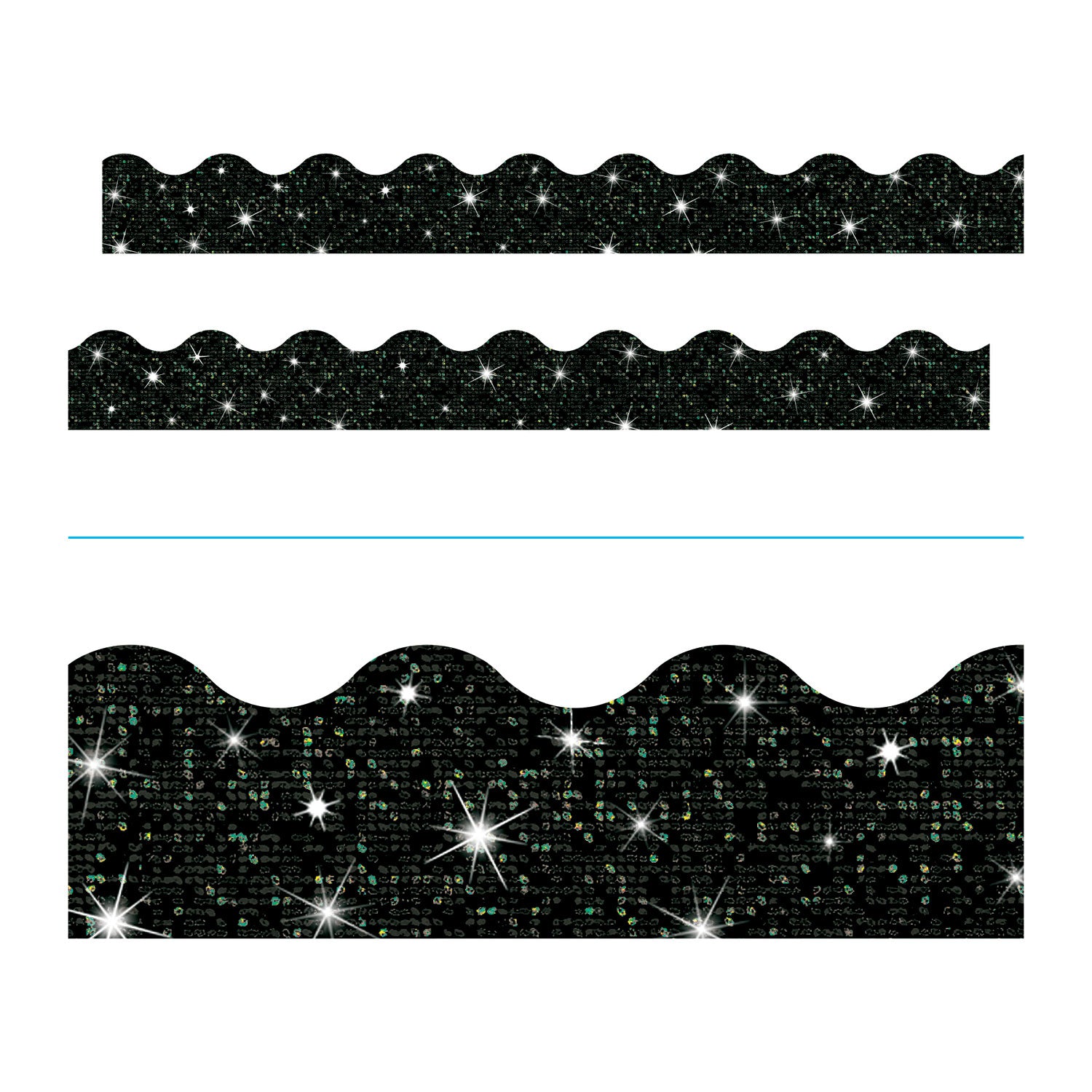 TREND Sparkle Terrific Trimmers, Sparkles, 2.75" x 32 ft, Black Sparkle, 12/Set (T91417)