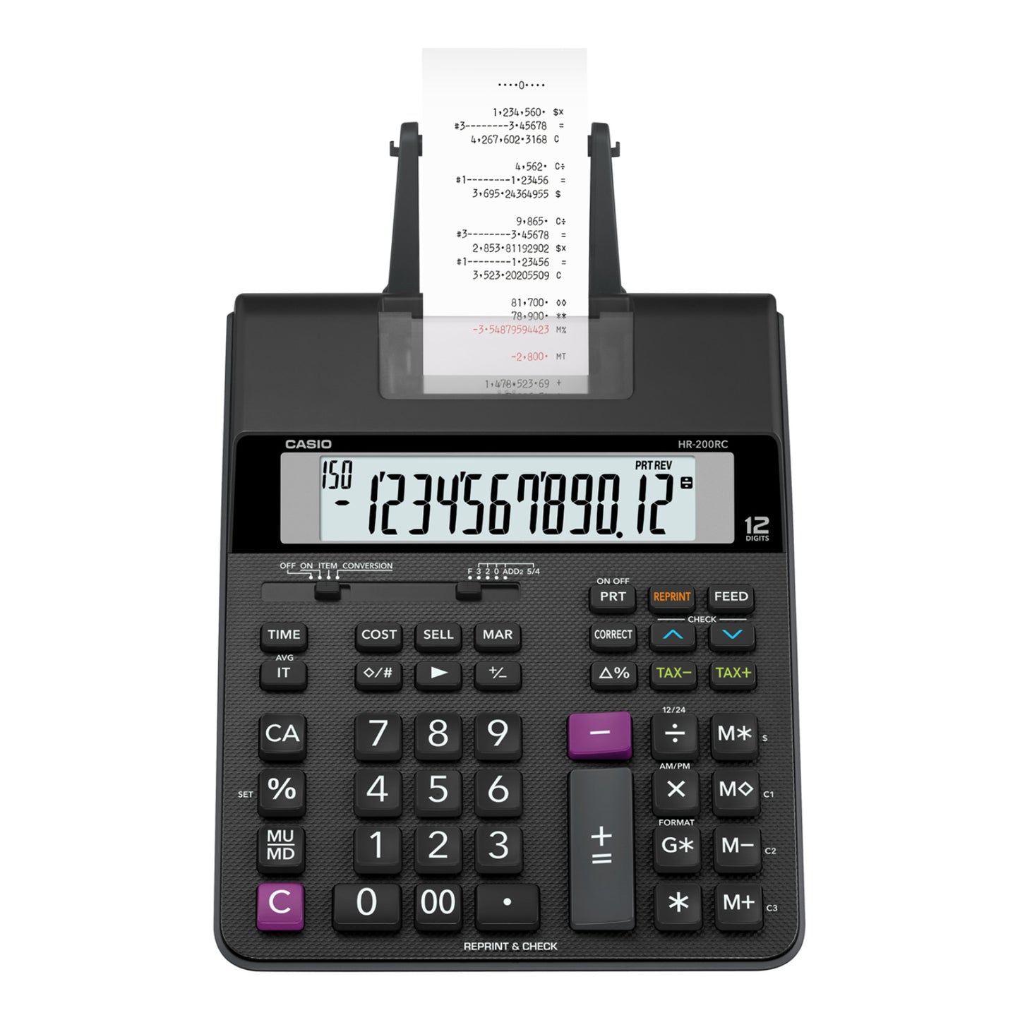 Casio HR200RC Printing Calculator, Black/Red Print, 2.4 Lines/Sec