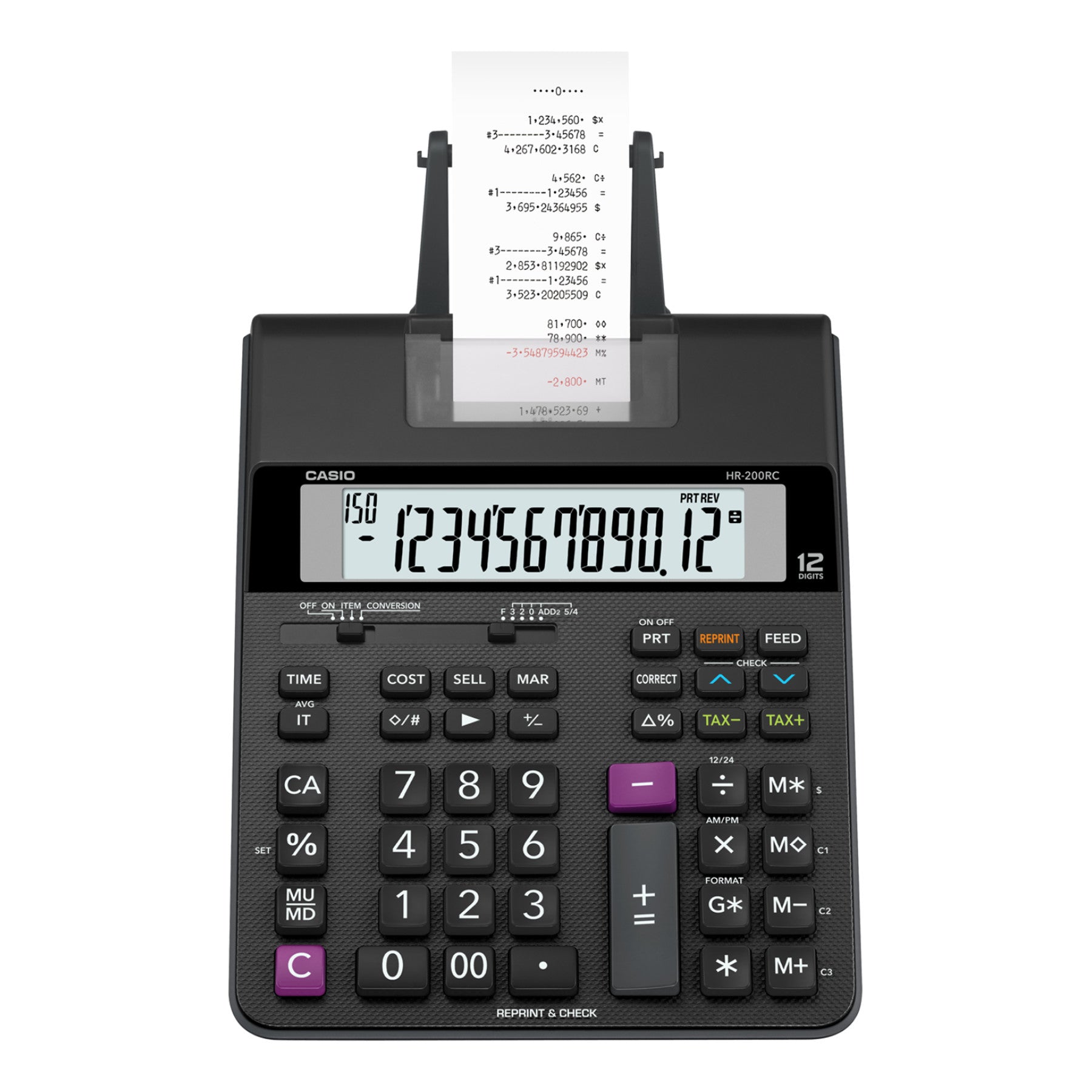 Casio HR200RC Printing Calculator, Black/Red Print, 2.4 Lines/Sec