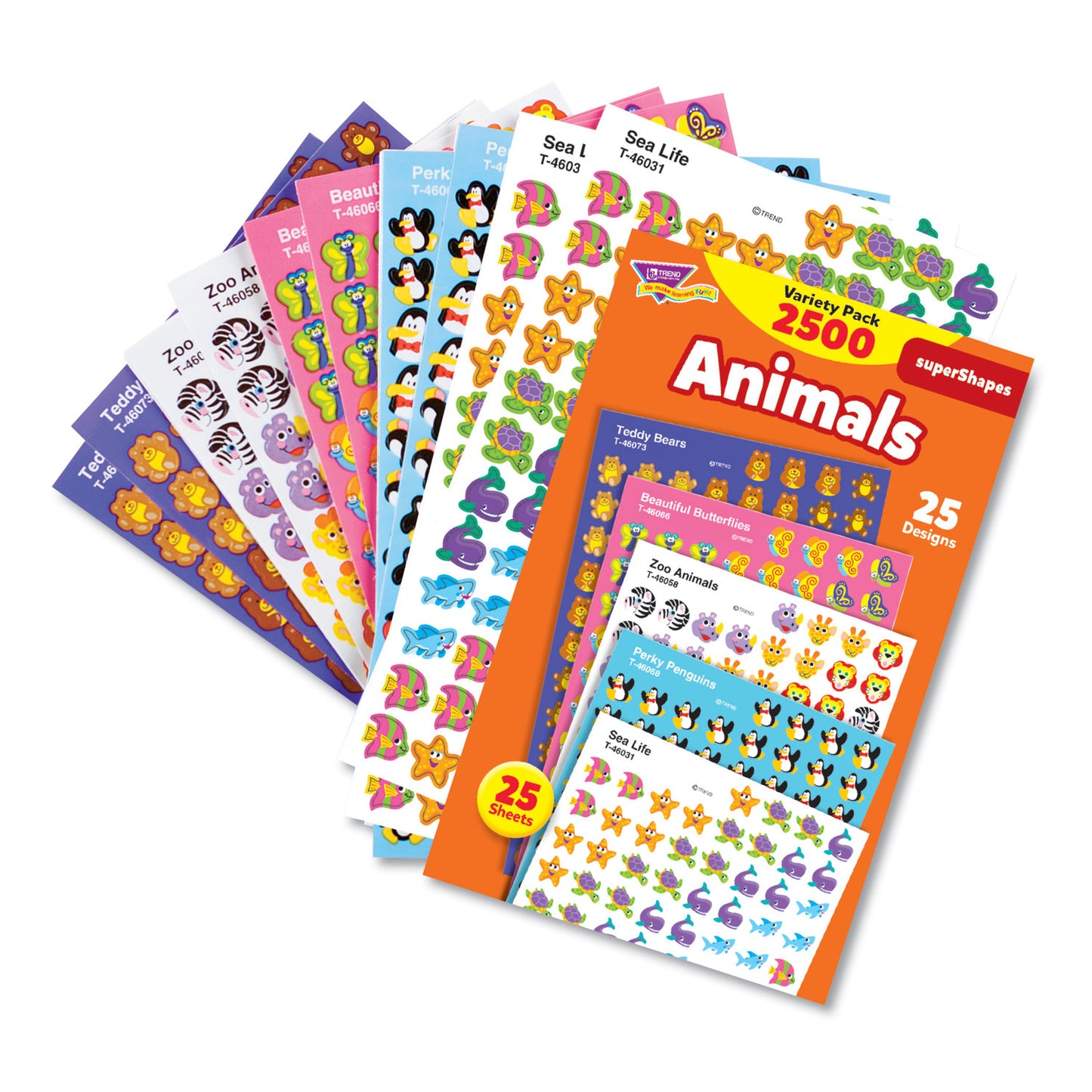 TREND superSpots and superShapes Sticker Packs, Animal Antics, Assorted Colors, 2,500 Stickers (T46904)