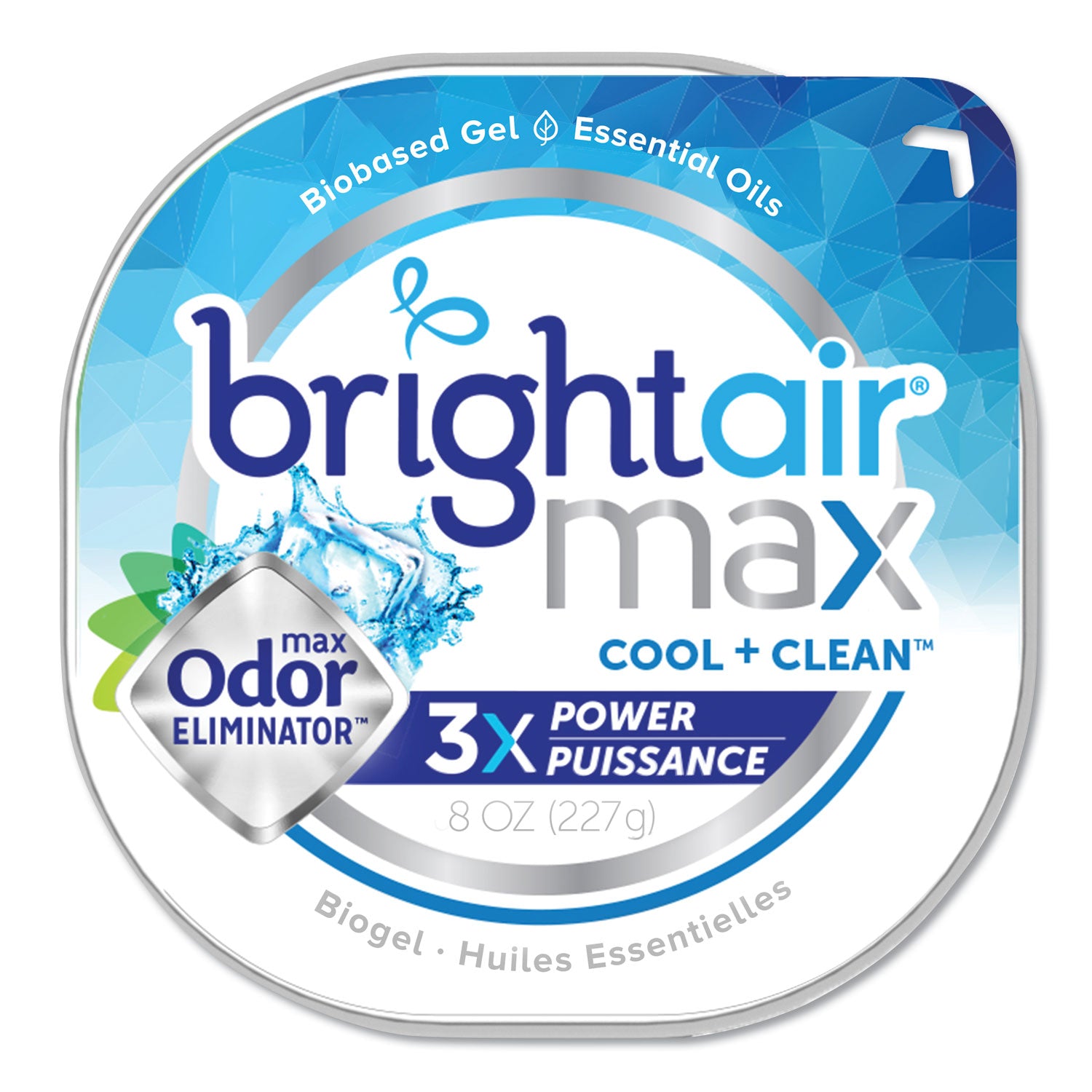 Bright Air Max Odor Eliminator Air Freshener, Cool and Clean, 8 oz Jar, 6/Carton (900437)