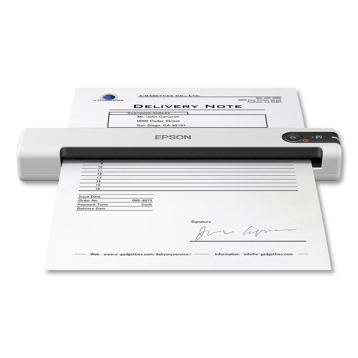 Epson DS-70 Portable Document Scanner, 600 dpi Optical Resolution, 1-Sheet Auto Document Feeder (B11B252202)