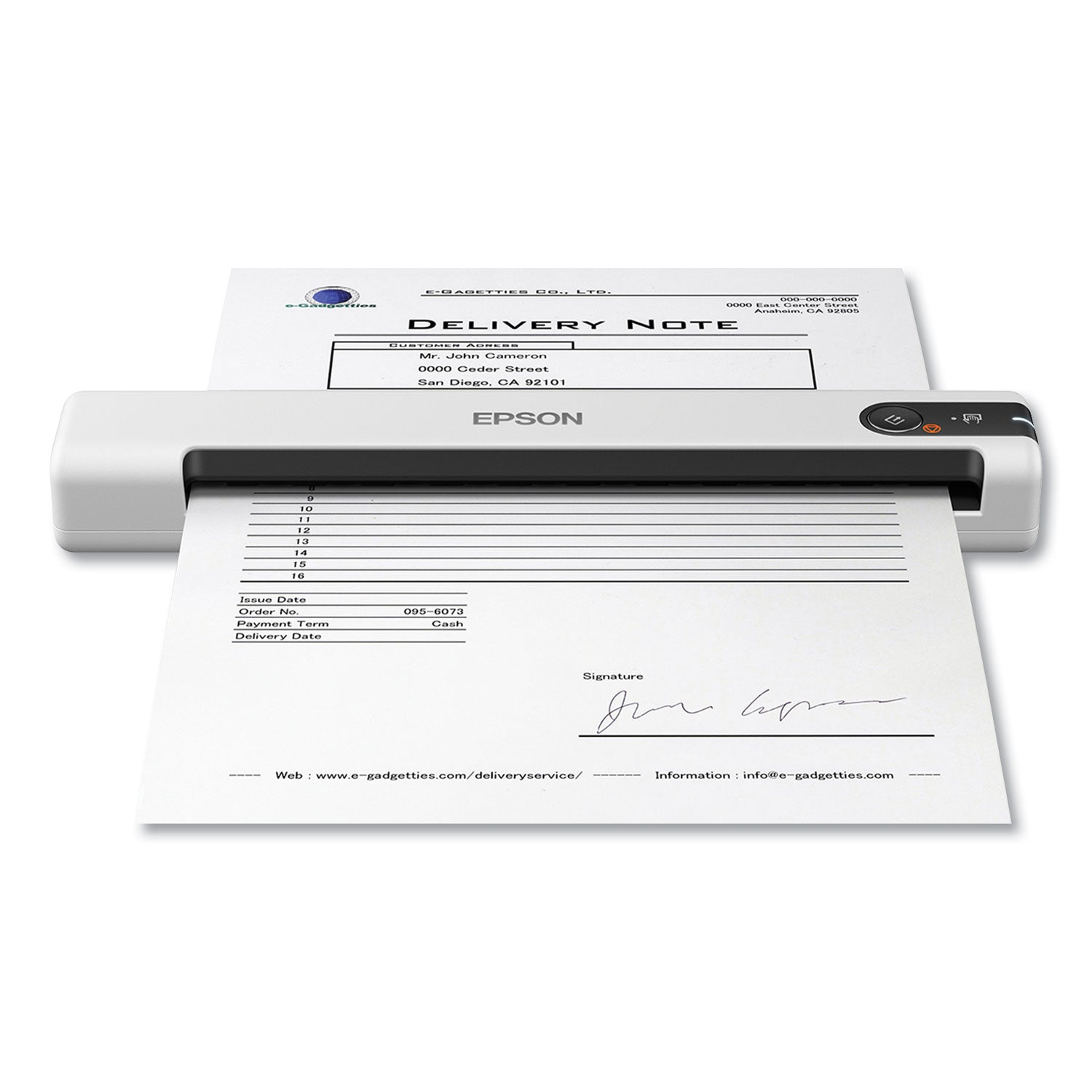Epson DS-70 Portable Document Scanner, 600 dpi Optical Resolution, 1-Sheet Auto Document Feeder (B11B252202)