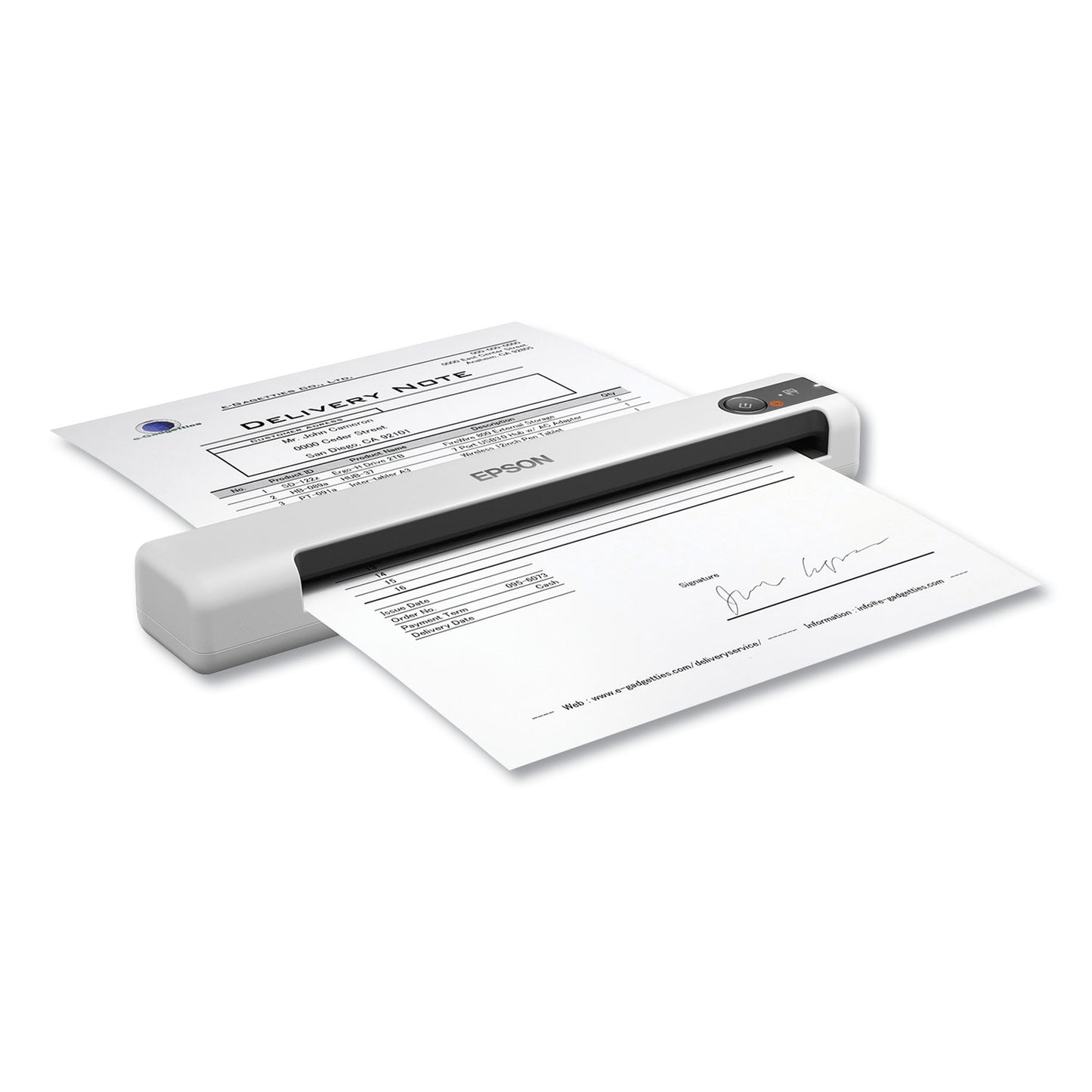 Epson DS-70 Portable Document Scanner, 600 dpi Optical Resolution, 1-Sheet Auto Document Feeder (B11B252202)