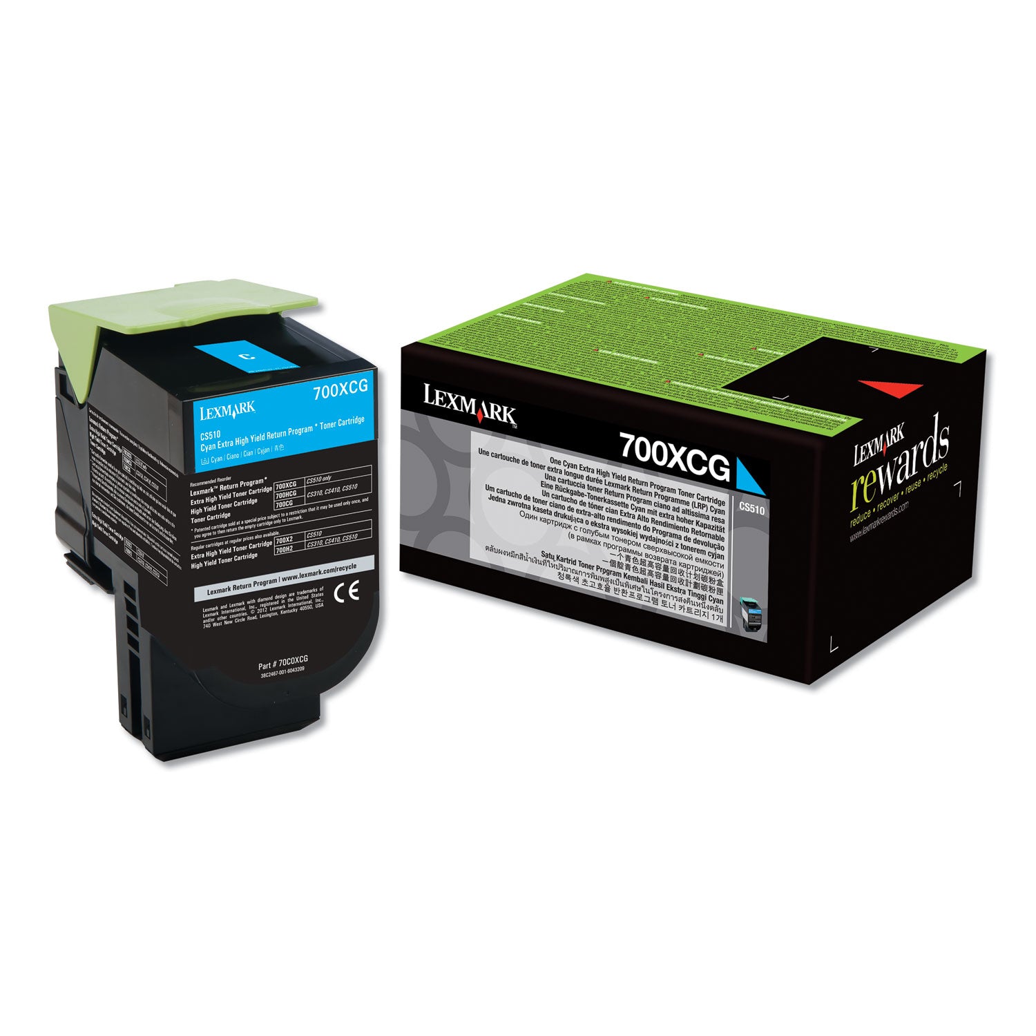 Lexmark 70C0XCG Return Program Extra High-Yield Toner, 4,000 Page-Yield, Cyan, TAA Compliant