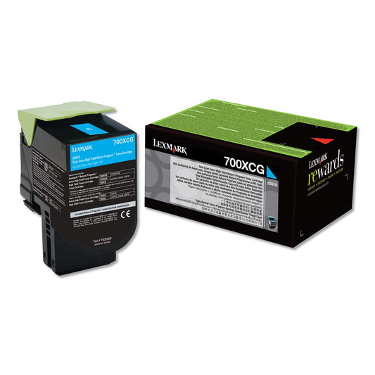 Lexmark 70C0XCG Return Program Extra High-Yield Toner, 4,000 Page-Yield, Cyan, TAA Compliant