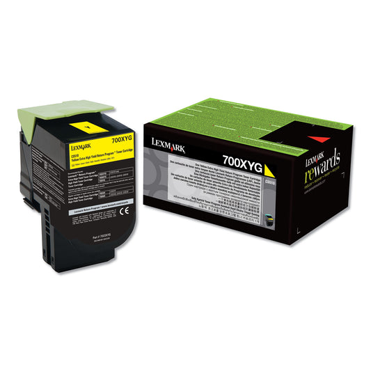 Lexmark 70C0XYG Return Program Extra High-Yield Toner, 4,000 Page-Yield, Yellow, TAA Compliant