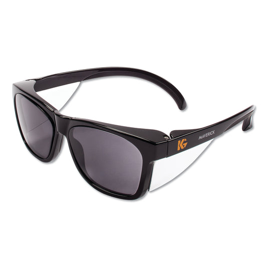 KleenGuard Maverick Safety Glasses, Black, Polycarbonate Frame, Smoke Lens, 12/Box (49311)