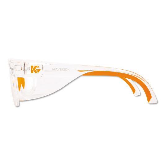 KleenGuard Maverick Safety Glasses, Clear/Orange, Polycarbonate Frame, 12/Box (49301)