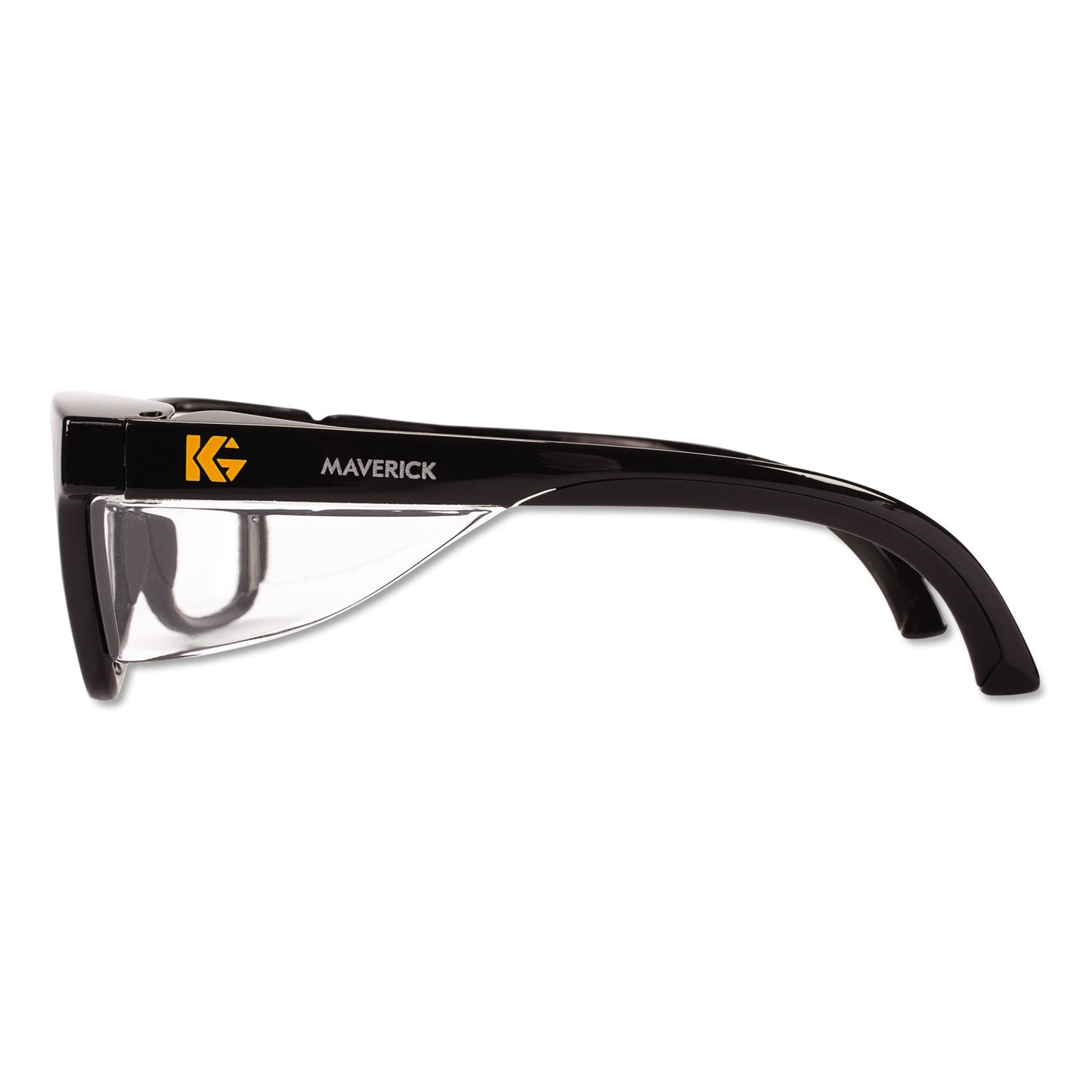 KleenGuard Maverick Safety Glasses, Black, Polycarbonate Frame, Clear Lens, 12/Box (49309)