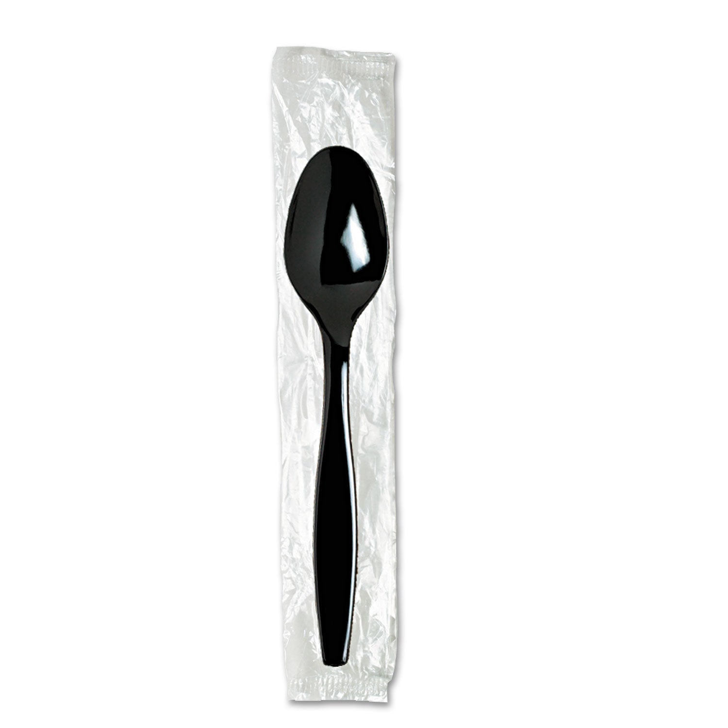 Dixie Individually Wrapped Heavyweight Teaspoons, Polystyrene, Black 1,000/Carton (TH53C7)