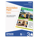 Epson Matte Presentation Paper, 4.9 mil, 8.5 x 11, Matte Bright White, 100/Pack (S041062)