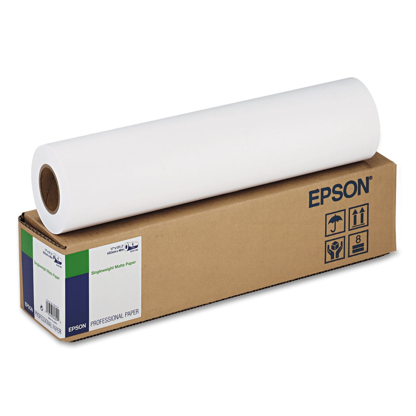 Epson Singleweight Matte Paper, 2" Core, 5 mil, 17" x 131 ft, Matte White (S041746)
