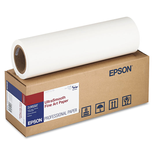 Epson UltraSmooth Fine Art Paper Rolls, 15 mil, 17" x 50 ft, Matte White (S041856)