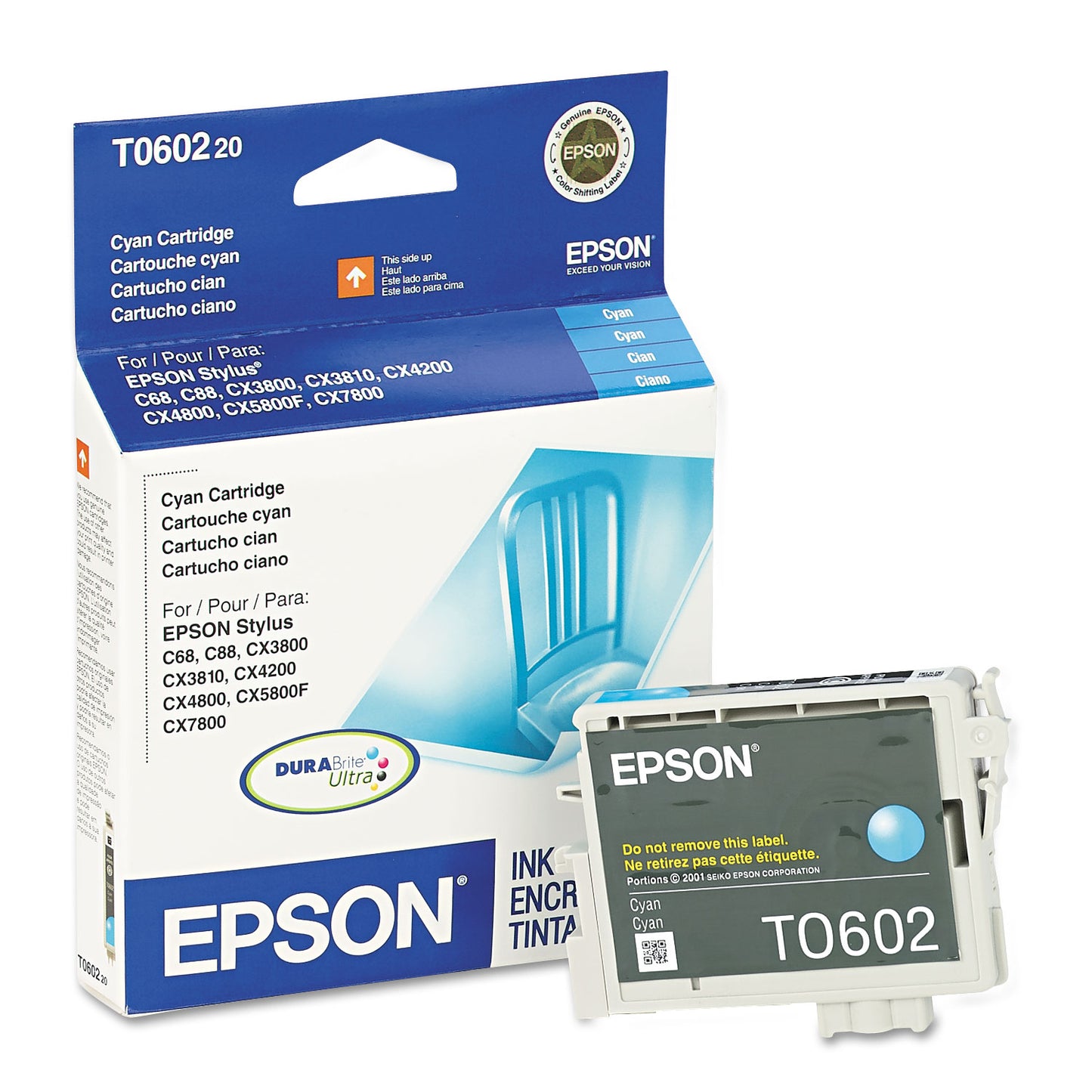 Epson T060220-S (60) DURABrite Ink, 450 Page-Yield, Cyan