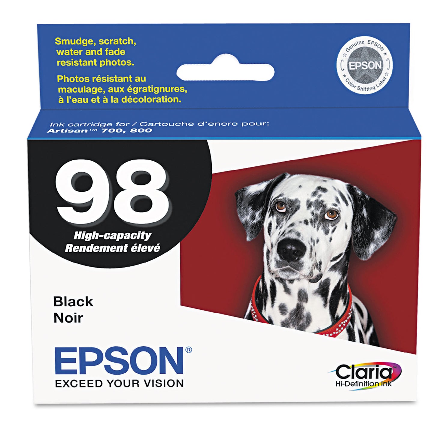 Epson T098120-S (98) Claria High Yield Ink, 450 Page-Yield, Black