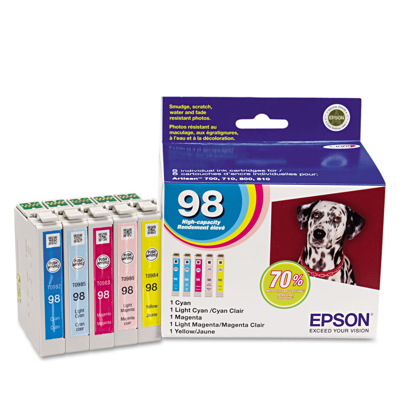Epson T098920-S (99) Claria High-Yield Ink, 450 Page-Yield, Cyan/Light Cyan/Light Magenta/Magenta/Yellow