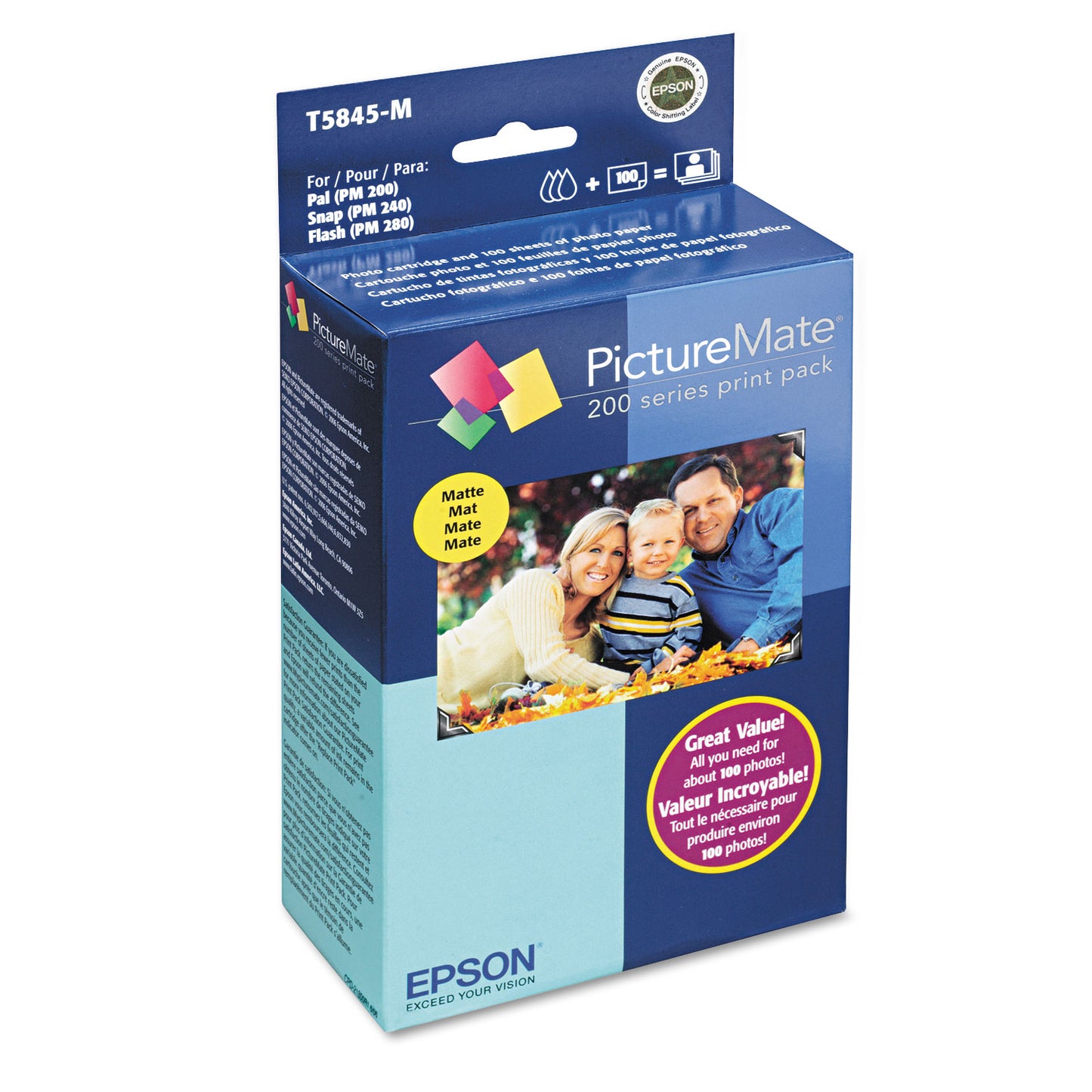 Epson T5845-M Ink/Paper Combo, Tri-Color