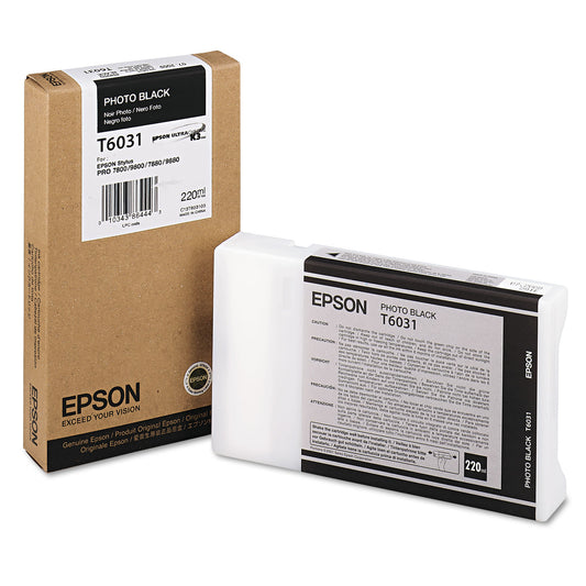 Epson T603100 (60) UltraChrome K3 Ink, Photo Black