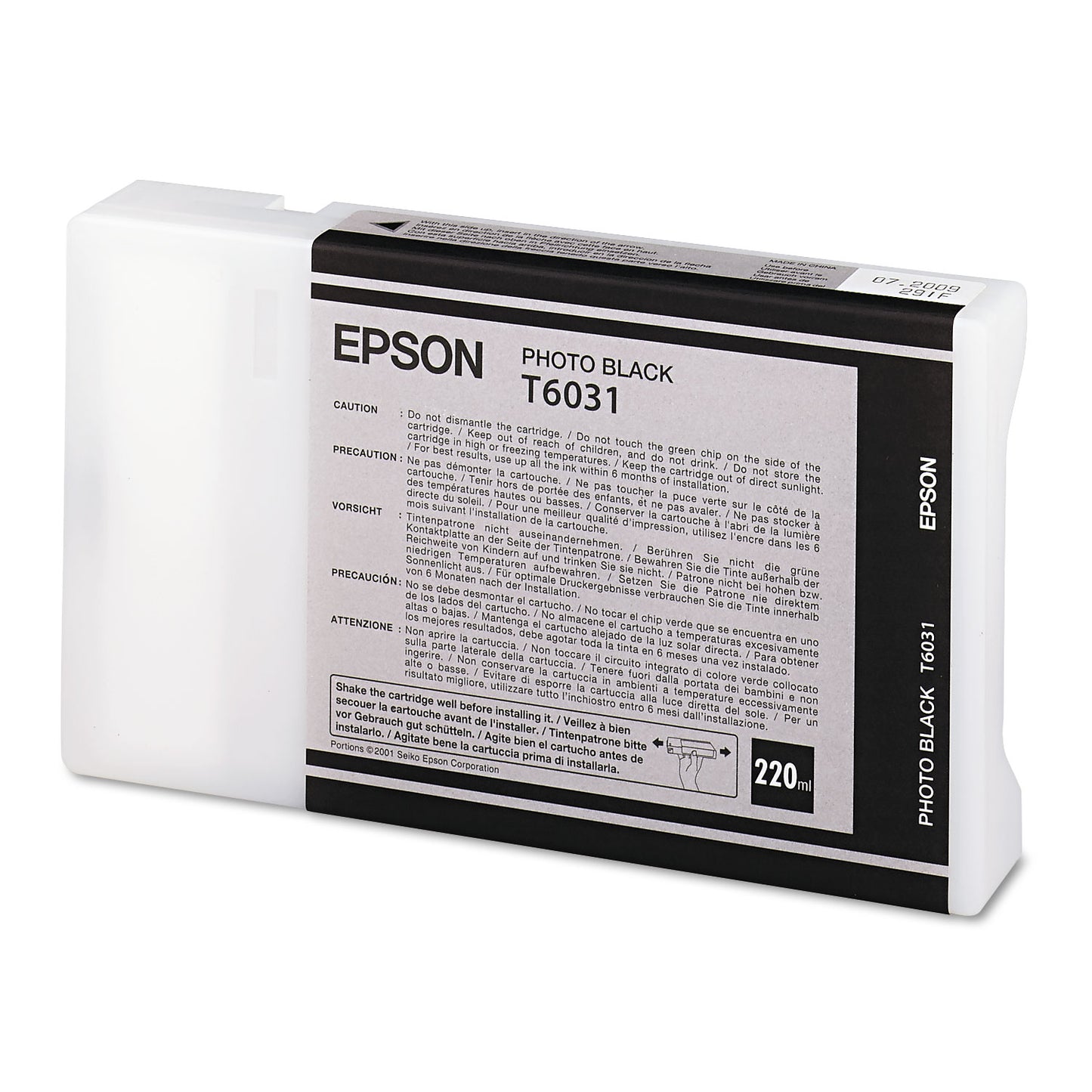 Epson T603100 (60) UltraChrome K3 Ink, Photo Black