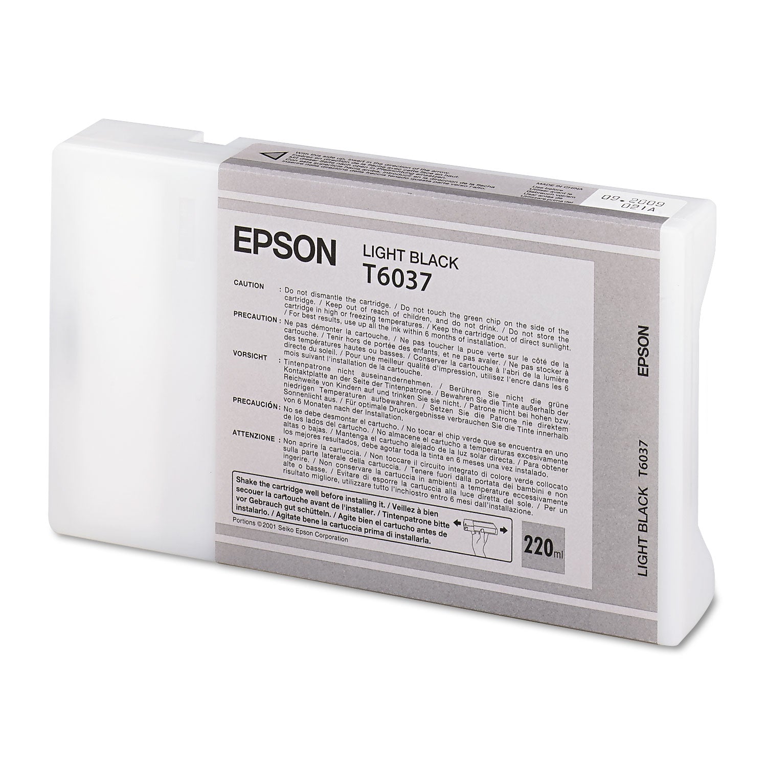 Epson T603700 (60) UltraChrome K3 Ink, Light Black