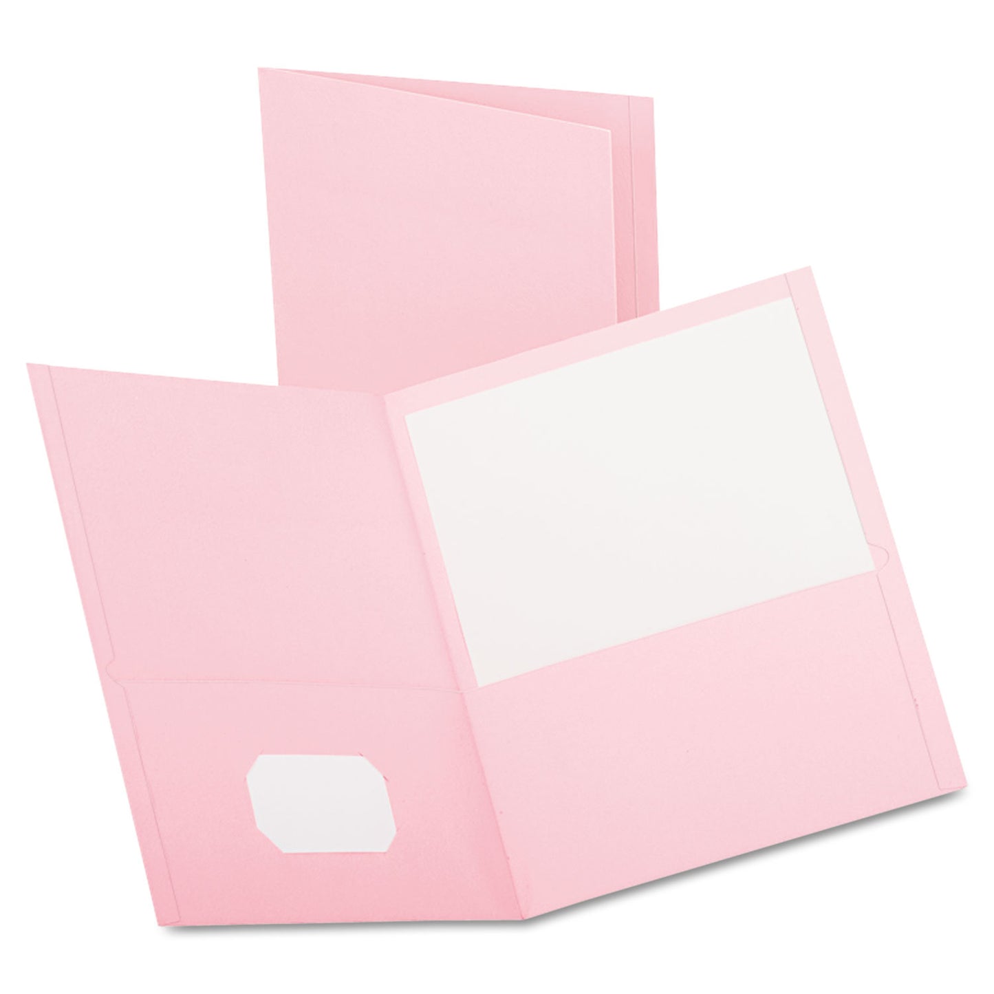 Oxford Twin-Pocket Folder, Embossed Leather Grain Paper, 0.5" Capacity, 11 x 8.5, Pink, 25/Box (57568)