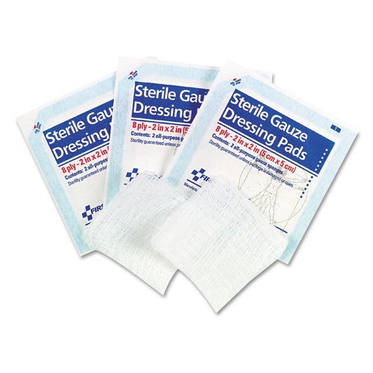 First Aid Only SmartCompliance Gauze Pads, Sterile, 8-Ply, 2 x 2, 5 Dual-Pads/Pack (FAE5000)