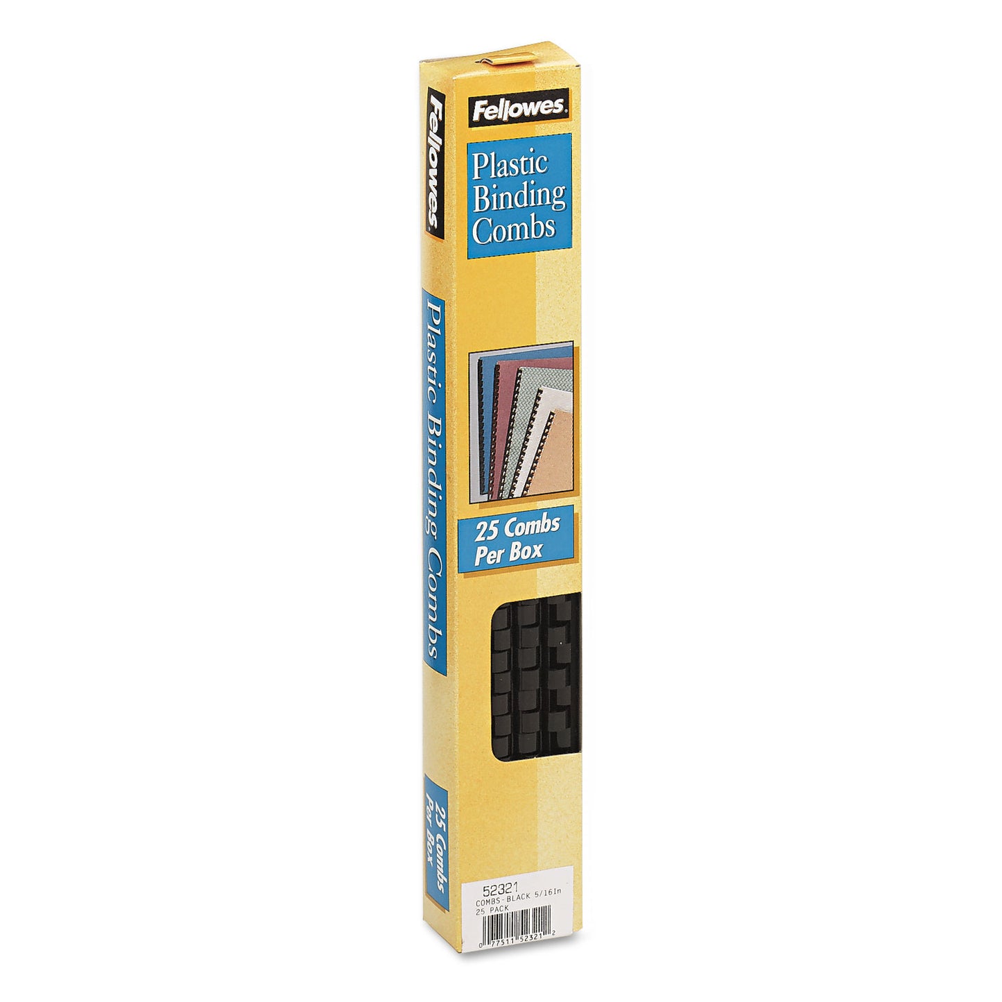 Fellowes Plastic Comb Bindings, 5/16" Diameter, 40 Sheet Capacity, Black, 25/Pack (52321)