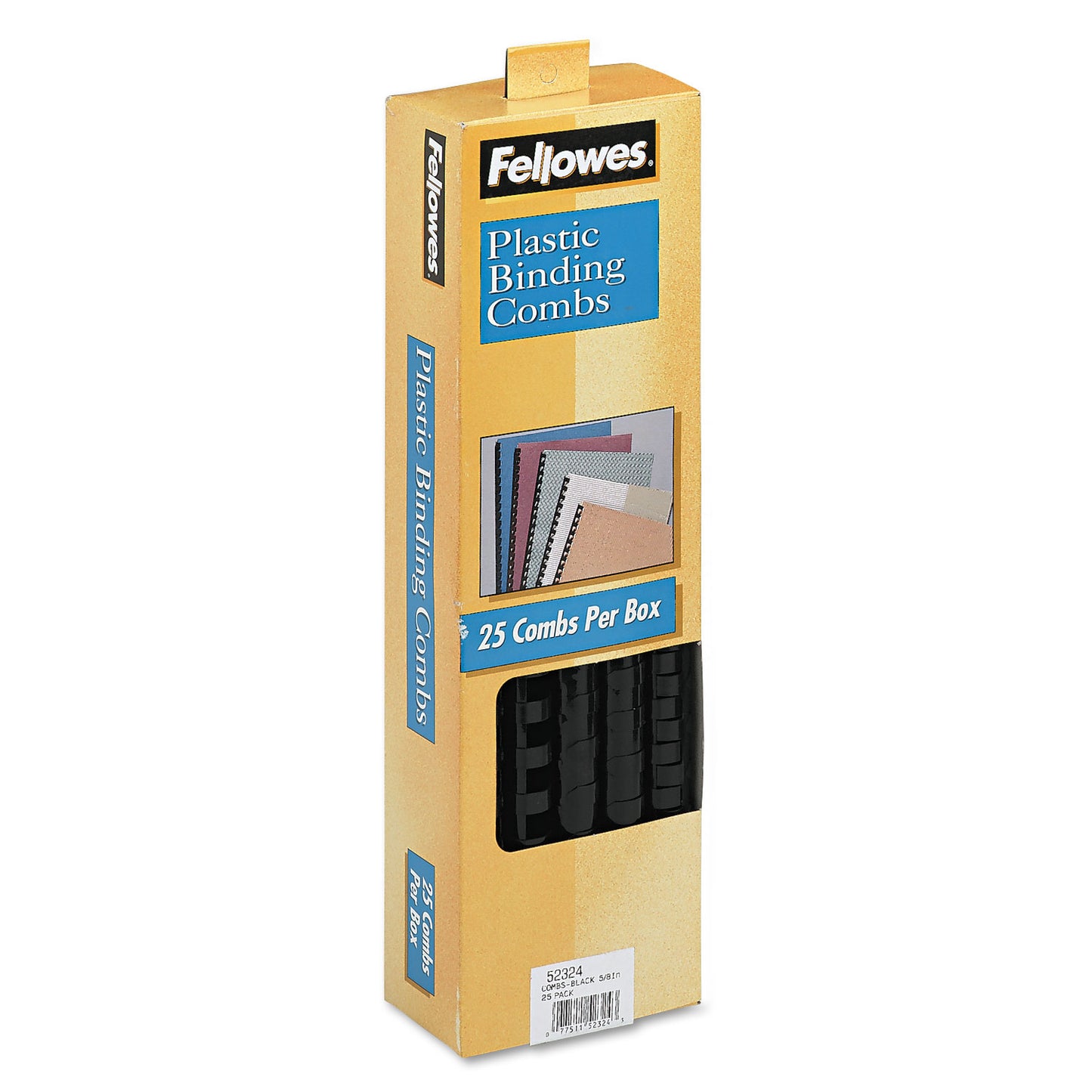 Fellowes Plastic Comb Bindings, 5/8" Diameter, 120 Sheet Capacity, Black, 25/Pack (52324)