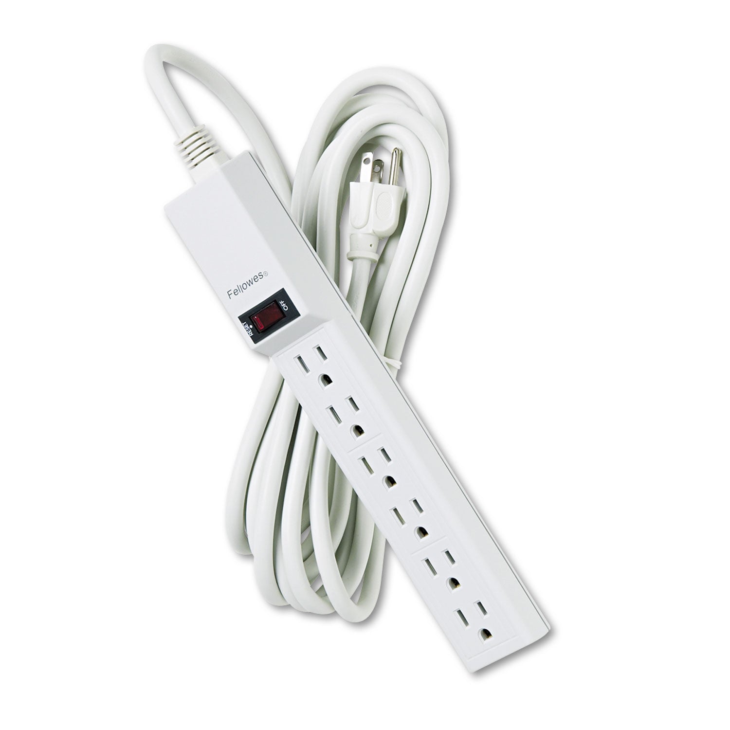 Fellowes Power Strip, 6 Outlets, 15 ft Cord, Platinum (99026)