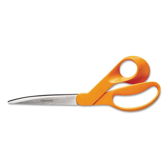 Fiskars Home and Office Scissors, 9" Long, 4.5" Cut Length, Offset Orange Handle (1944101008)