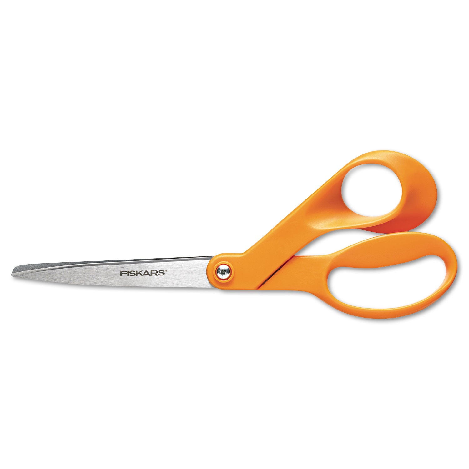 Fiskars Home and Office Scissors, 8" Long, 3.5" Cut Length, Offset Orange Handle (1945101052)