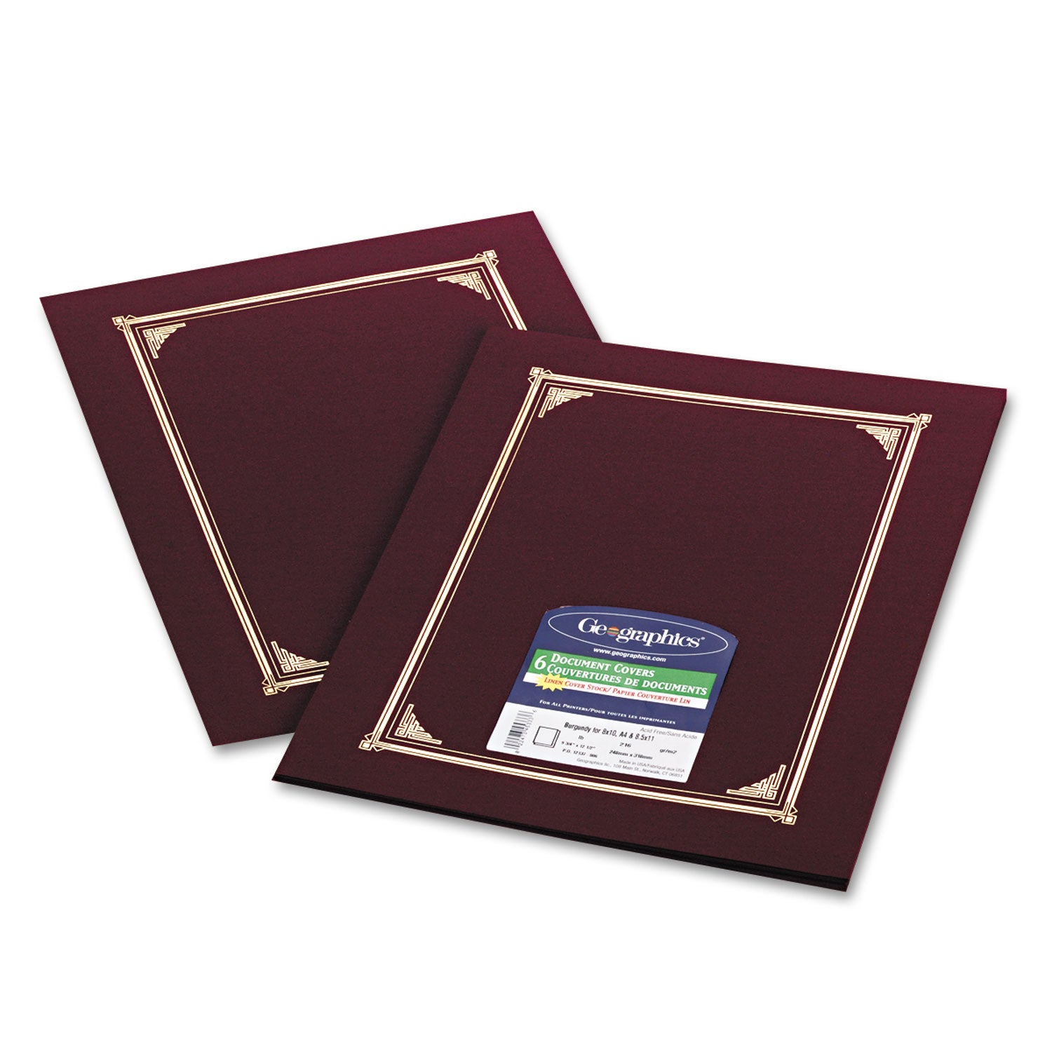 Geographics Certificate/Document Cover, 12.5 x 9.75, Burgundy, 6/Pack (45333)